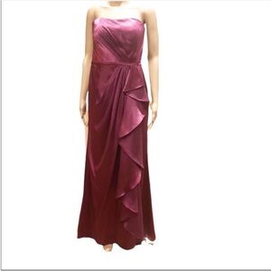 Elegant Strapless Burgundy Evening Gown